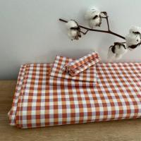 Tissu laize carreaux lilas peche