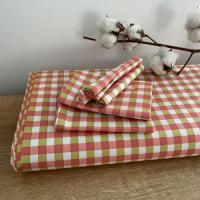 Tissu laize carreaux rose sorbet